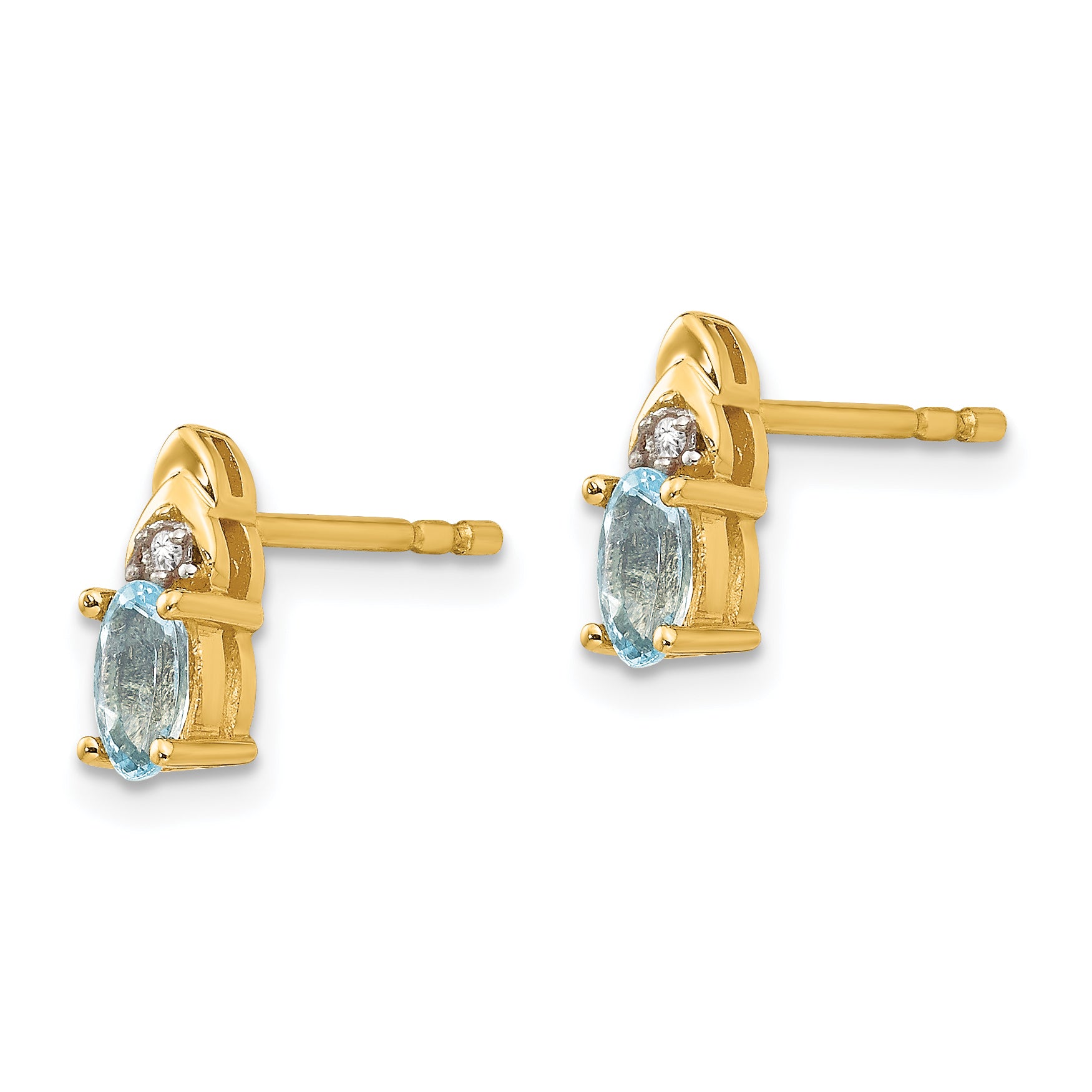 14k Aquamarine and Diamond Earrings Secondary image