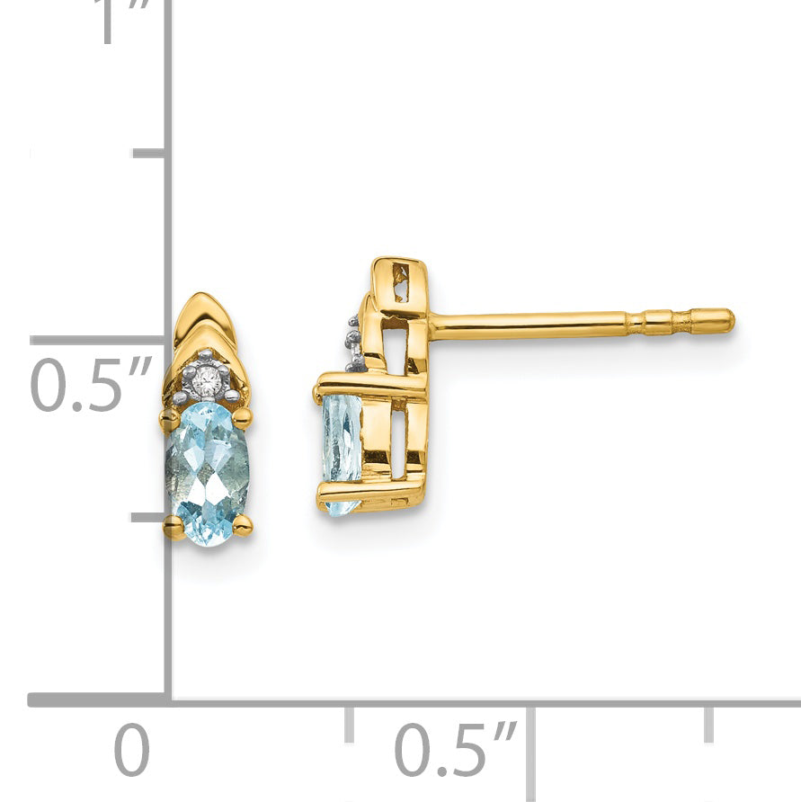 14k Aquamarine and Diamond Earrings