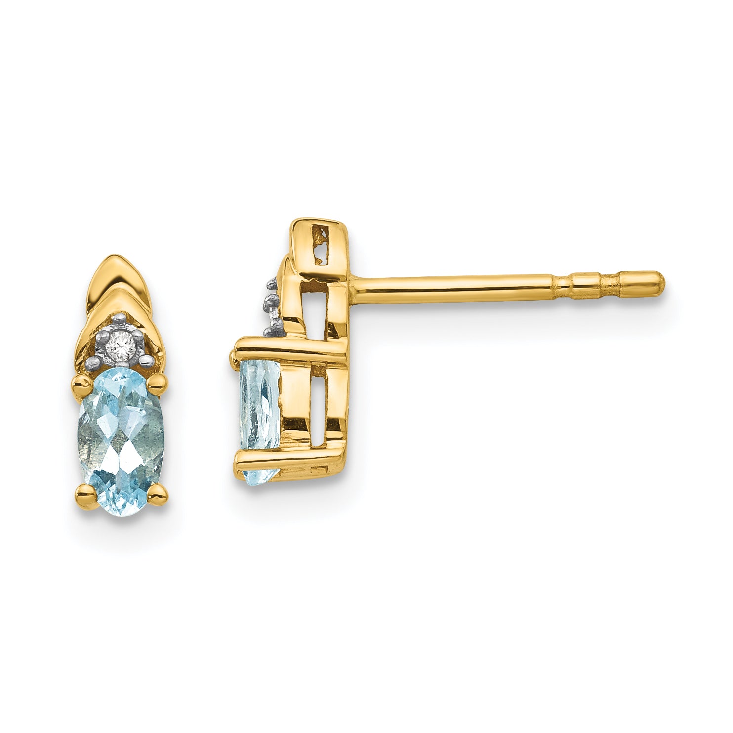 14k Aquamarine and Diamond Earrings