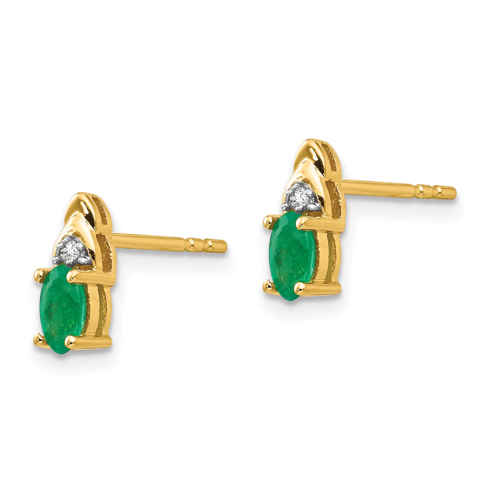 14k Emerald and Diamond Earrings Secondary image