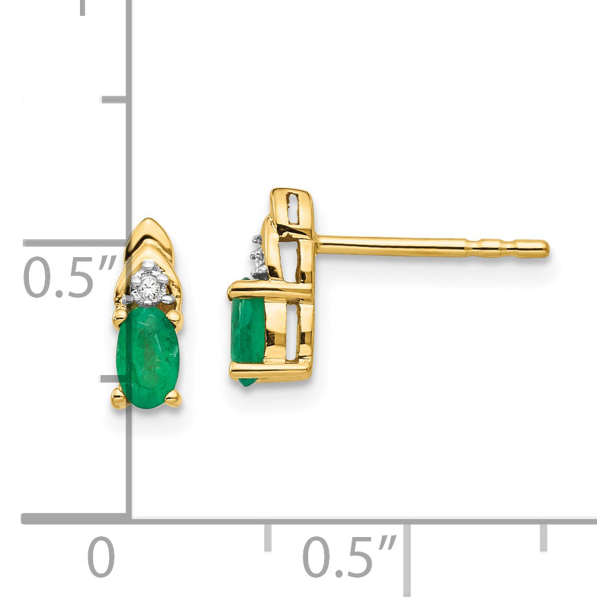 14k Emerald and Diamond Earrings