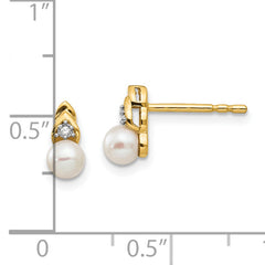 14k FW Cultured Pearl and Diamond Earrings