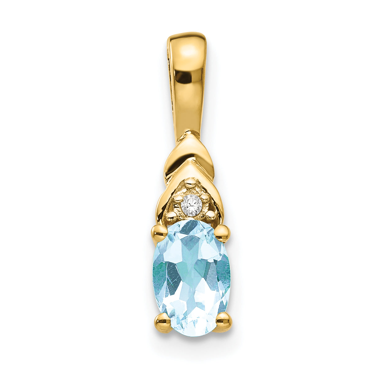 14K Diamond & Aquamarine Pendant