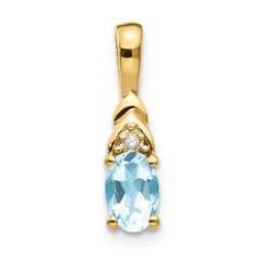 14K Diamond & Aquamarine Pendant