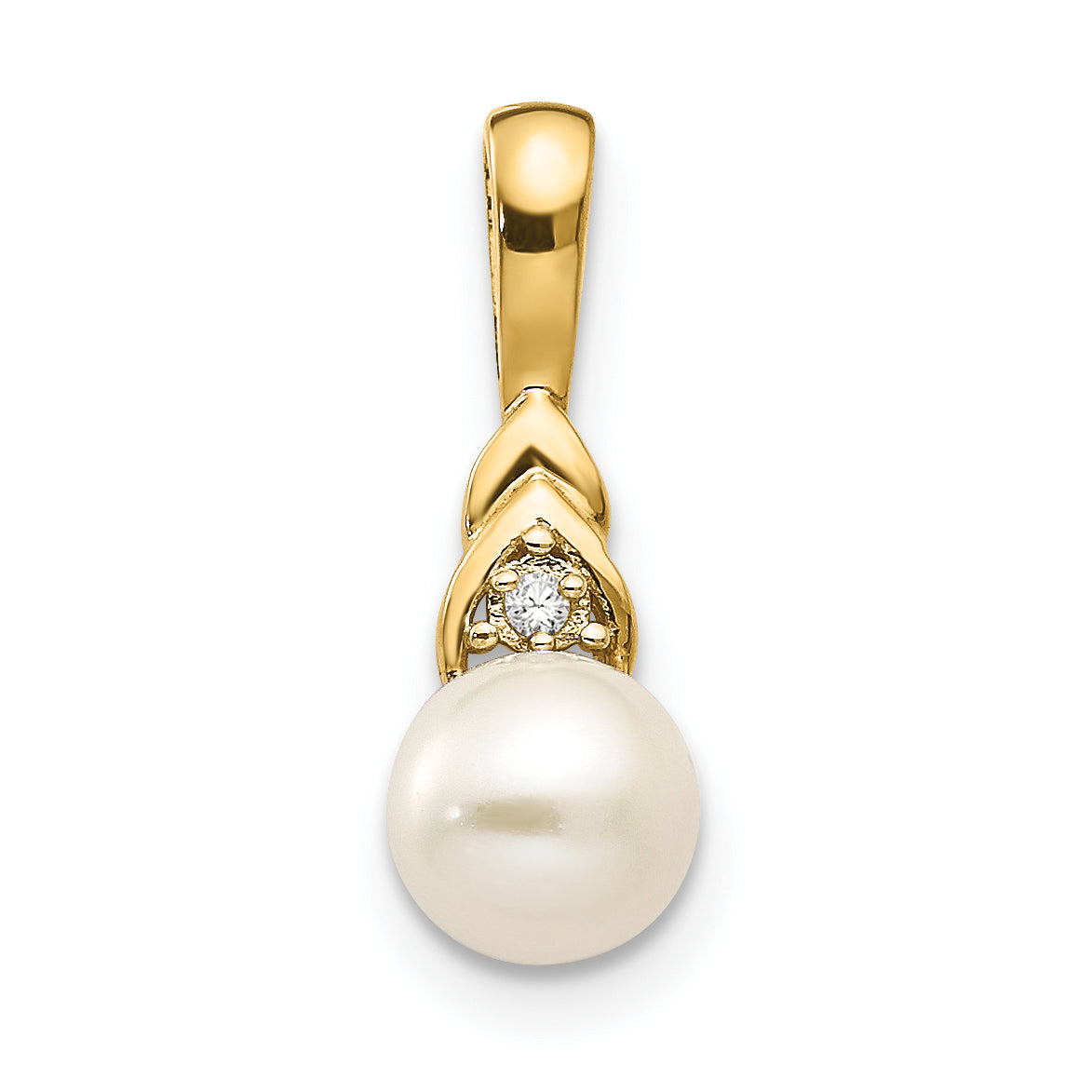 14K Diamond & FW Cultured Pearl Pendant