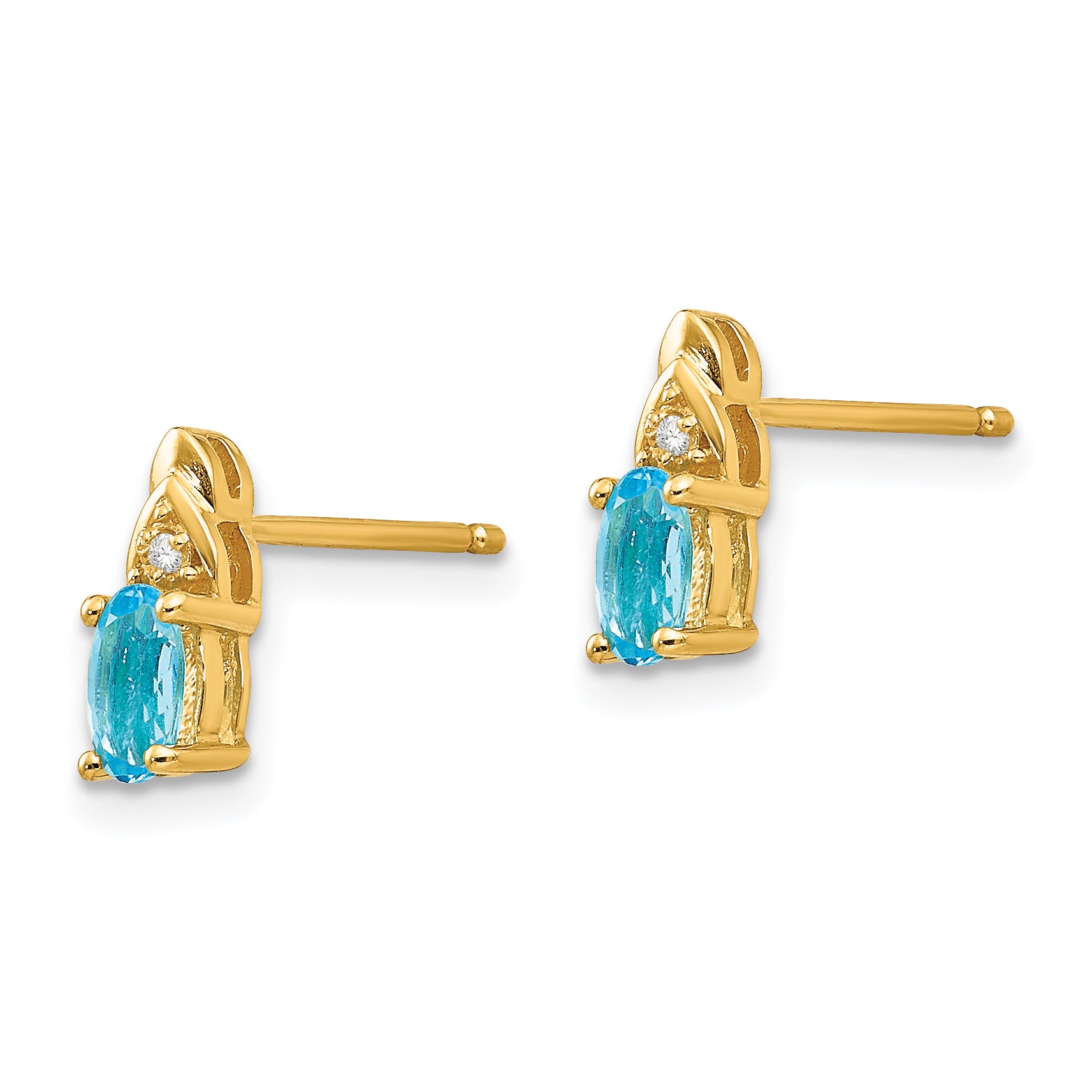 14k Blue Topaz and Diamond Earrings
