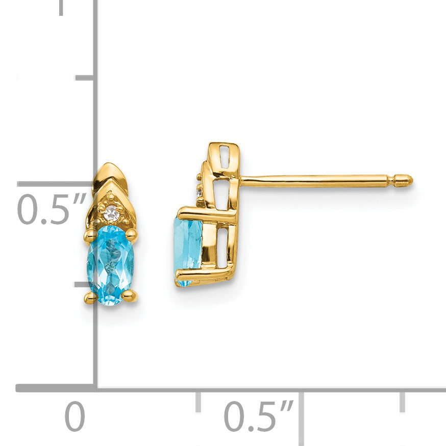 14k Blue Topaz and Diamond Earrings