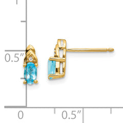 14k Blue Topaz and Diamond Earrings
