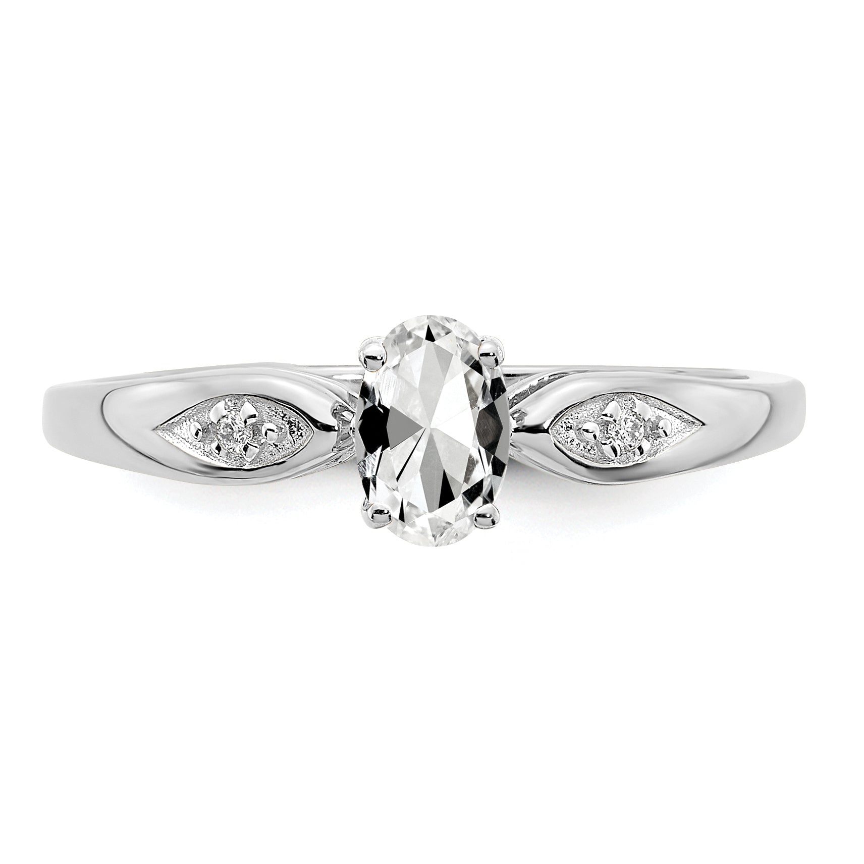 14k White Gold White Topaz and Diamond Ring