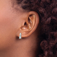 14k White Gold Aquamarine and Diamond Post Earrings
