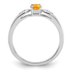 14k White Gold Citrine and Diamond Ring