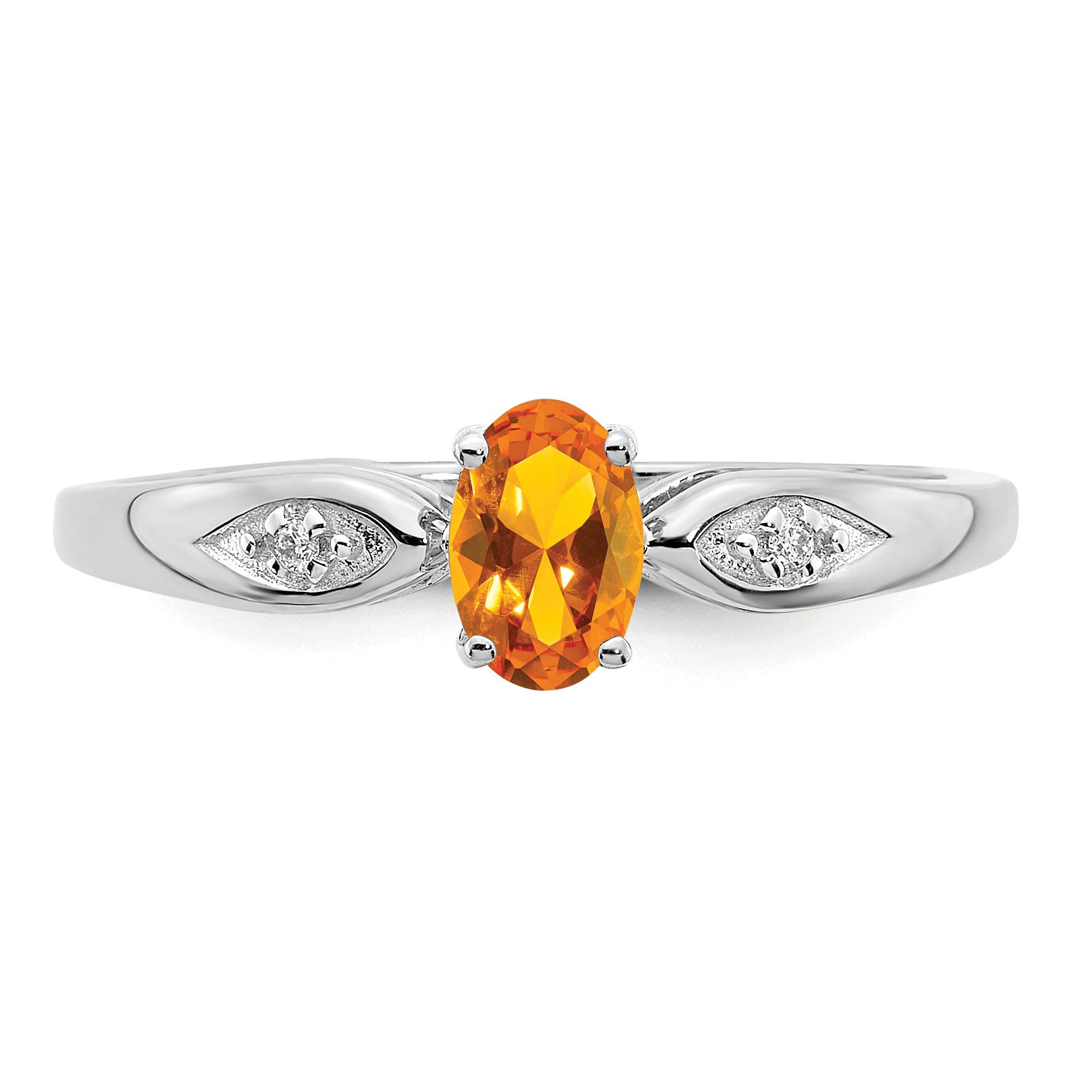 14k White Gold Citrine and Diamond Ring