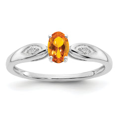 14k White Gold Citrine and Diamond Ring