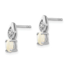 14k White Gold Opal and Diamond Post Earrings