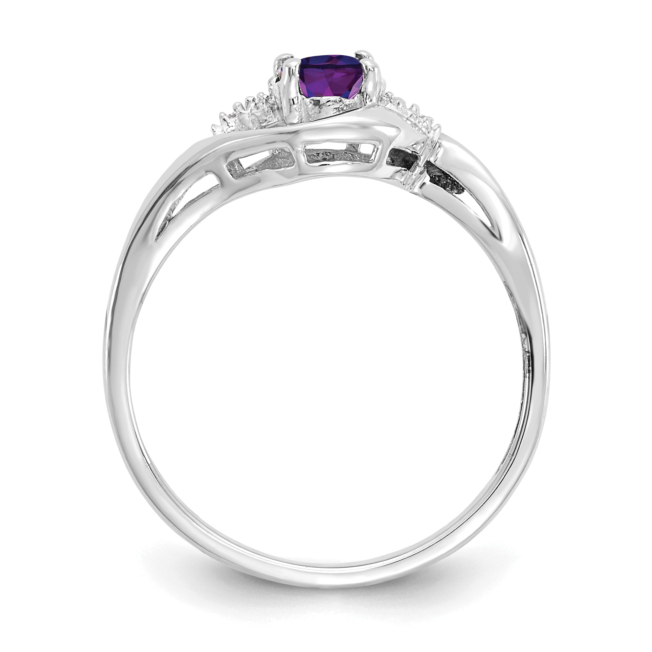 14k White Gold Amethyst and Diamond Ring Secondary image