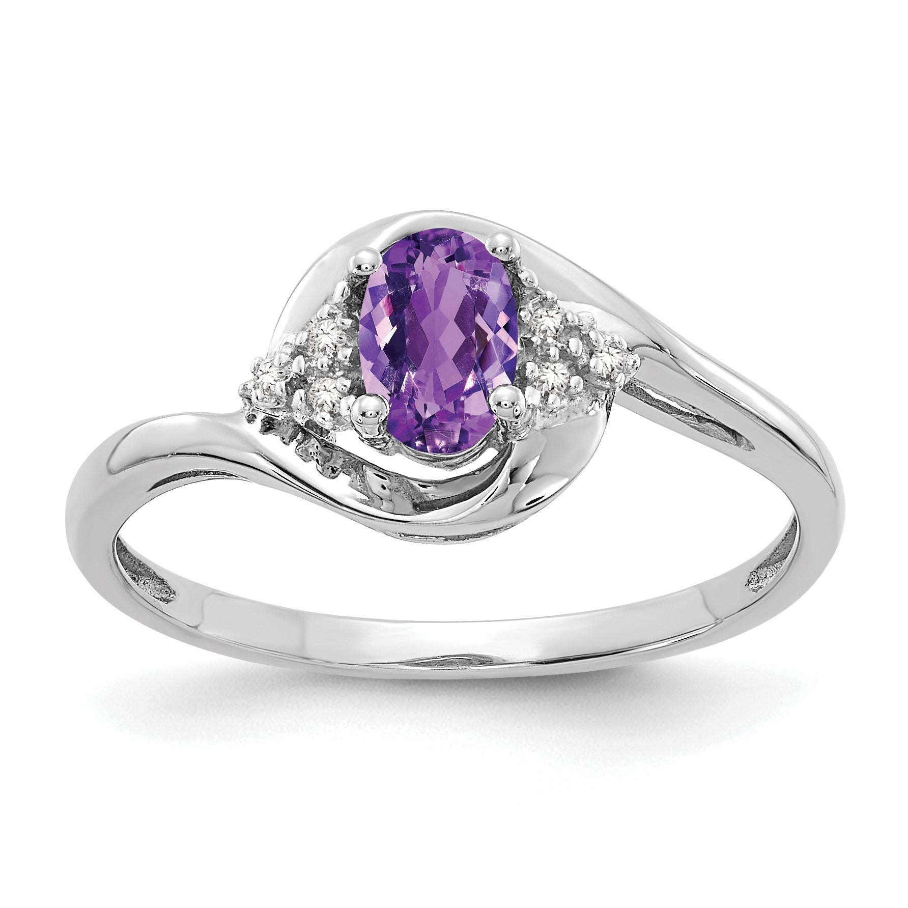 14k White Gold Amethyst and Diamond Ring Main image