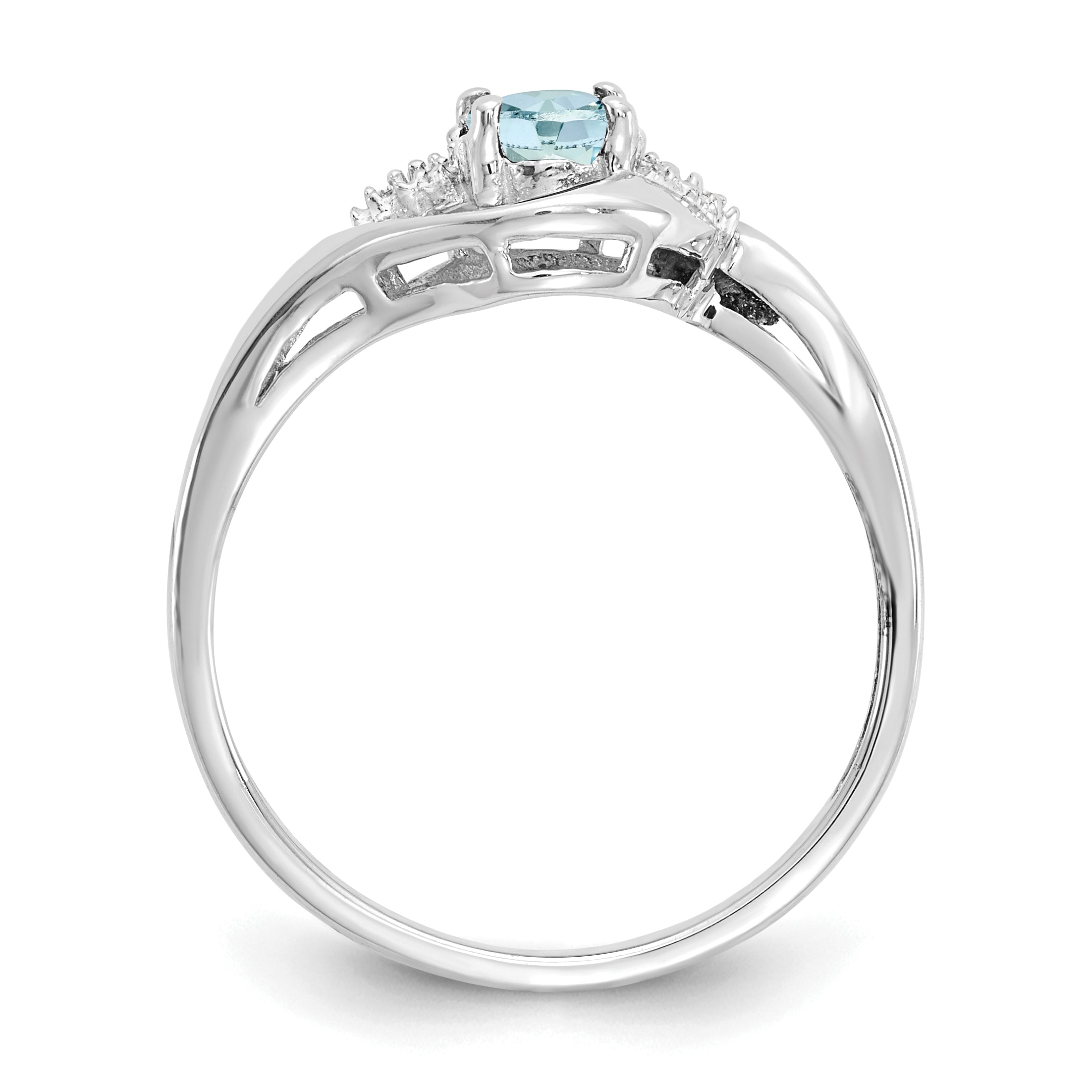 14k White Gold Aquamarine and Diamond Ring