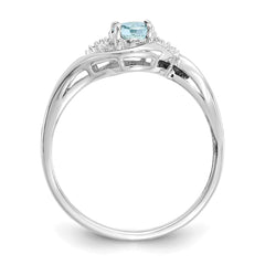 14k White Gold Aquamarine and Diamond Ring