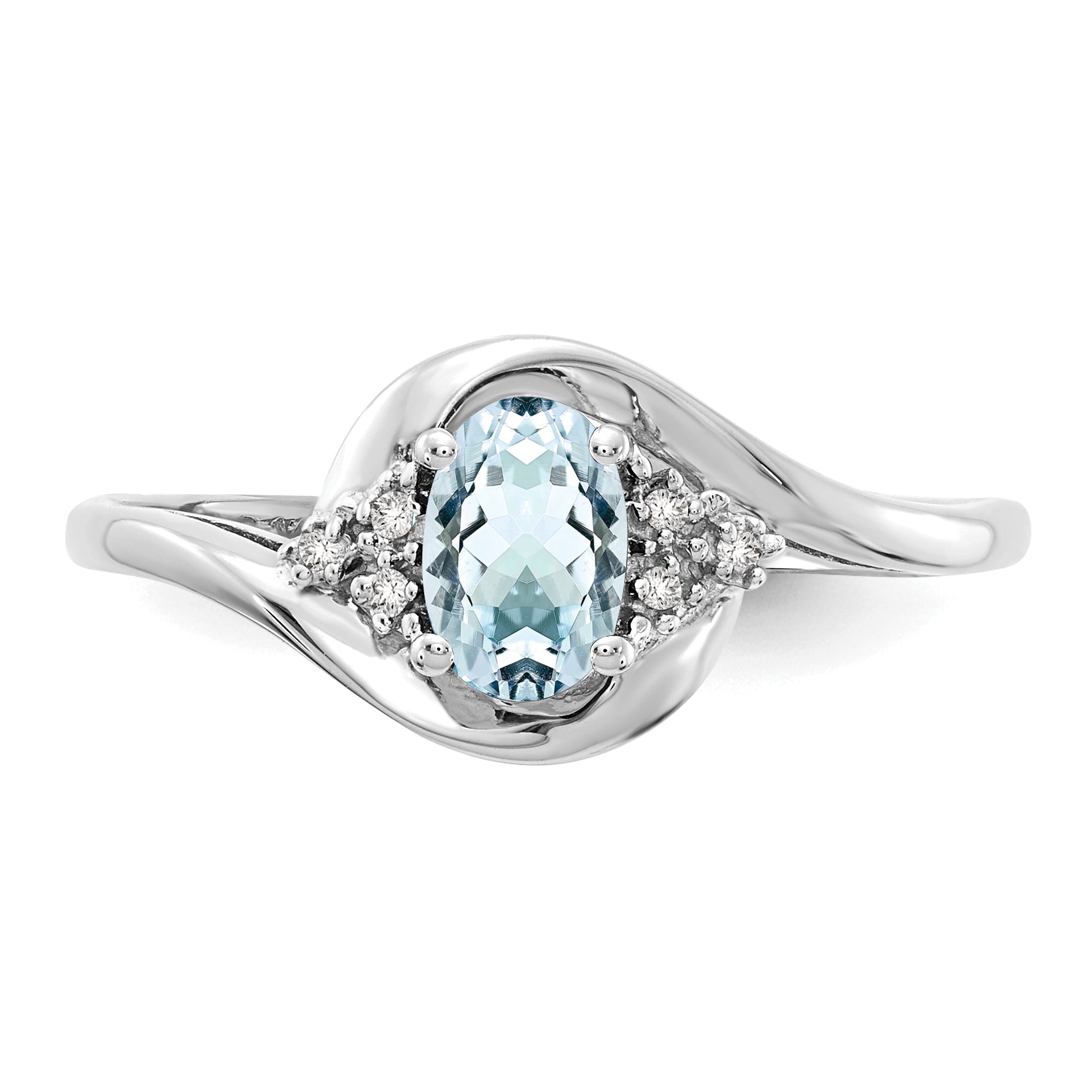 14k White Gold Aquamarine and Diamond Ring