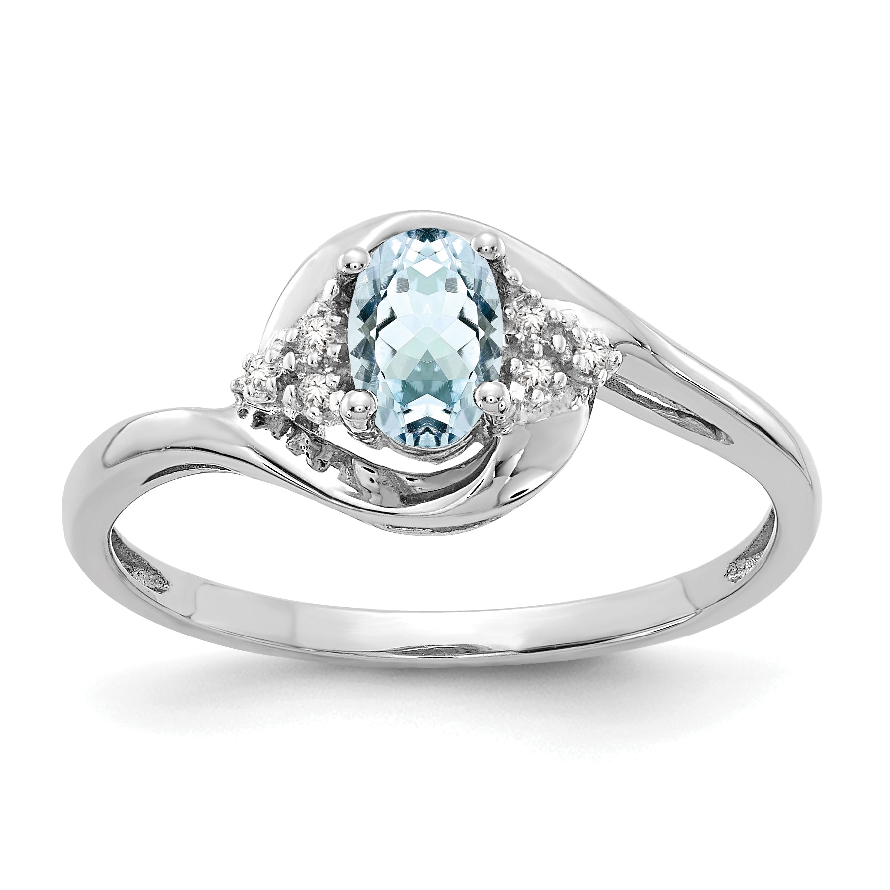 14k White Gold Aquamarine and Diamond Ring Main image