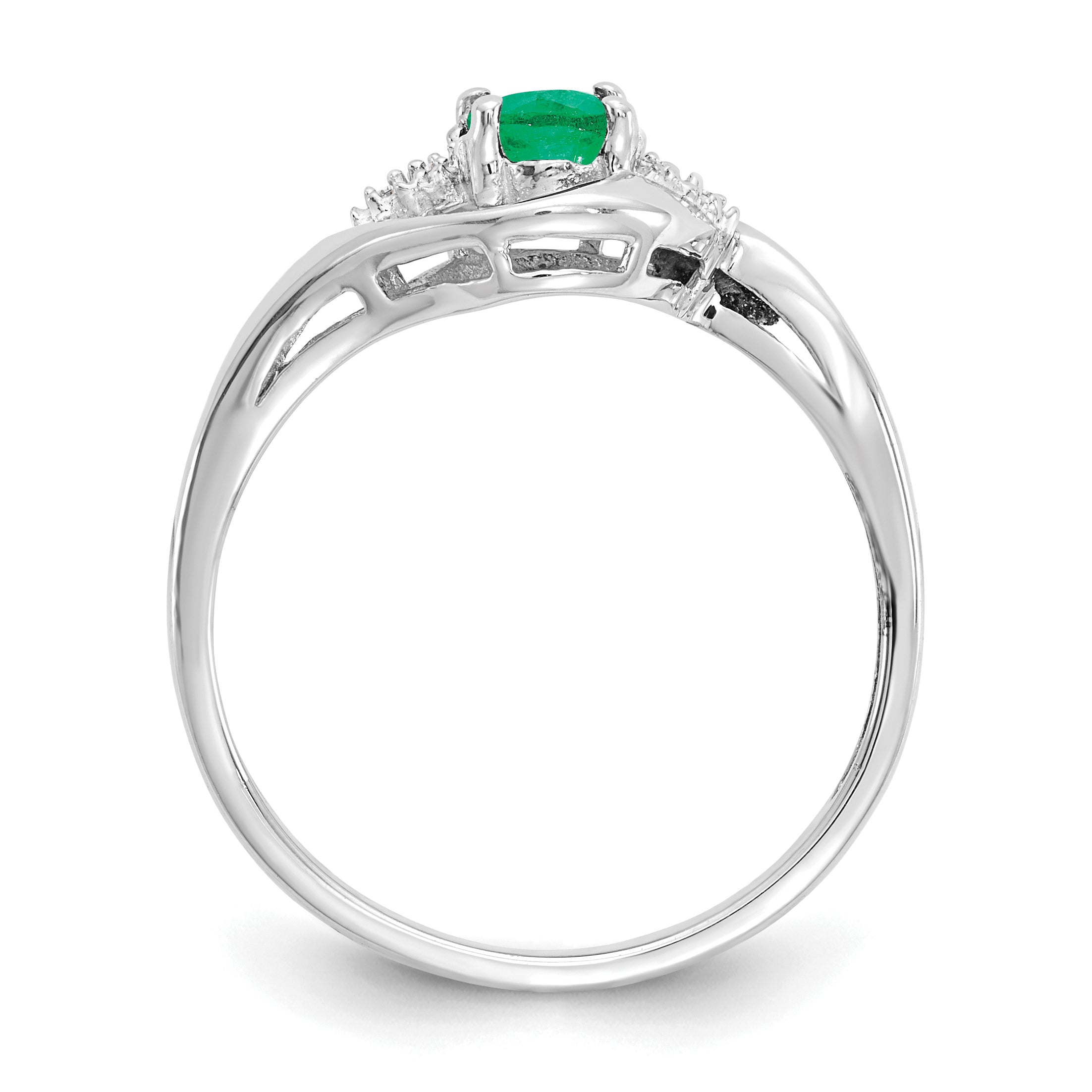 14k White Gold Emerald and Diamond Ring Secondary image