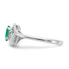 14k White Gold Emerald and Diamond Ring