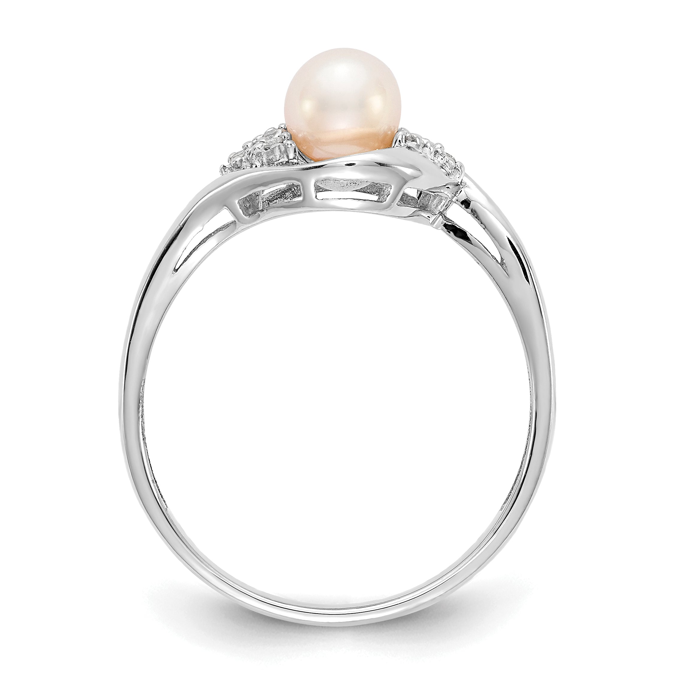 14k White Gold Fresh Water Cultured Pearl and Diamond Ring Secondary image