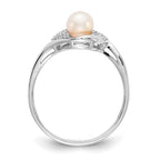 14k White Gold Fresh Water Cultured Pearl and Diamond Ring