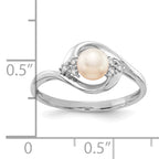 14k White Gold Fresh Water Cultured Pearl and Diamond Ring