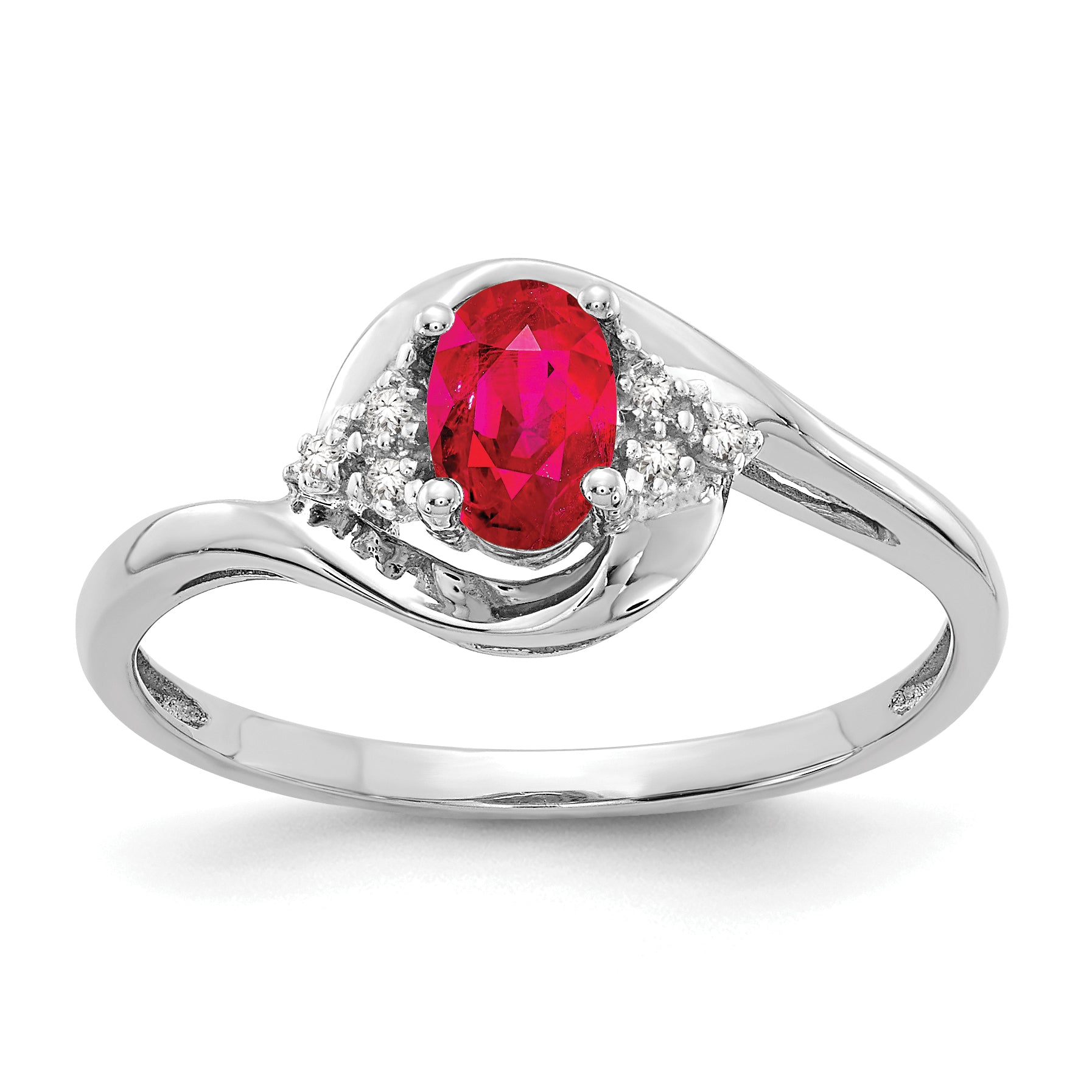 14k White Gold Ruby and Diamond Ring Main image