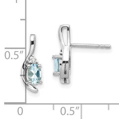 14k White Gold Aquamarine and Diamond Post Earrings