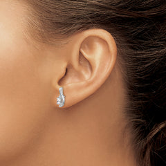 14k White Gold White Topaz and Diamond Post Earrings
