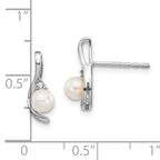 14k White Gold FW Cultured Pearl and Diamond Post Earrings