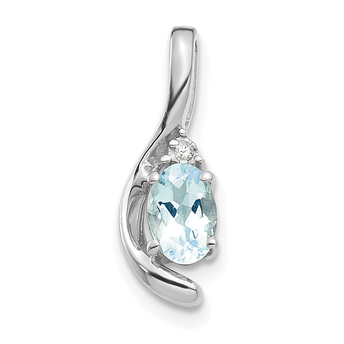 14K White Gold Aquamarine Diamond Pendant Main image