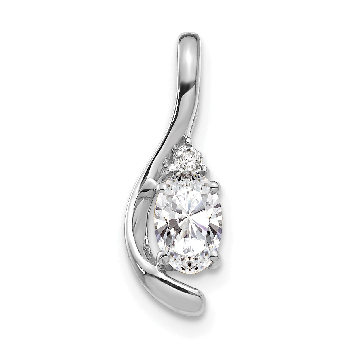 14K White Gold White Topaz Diamond Pendant Main image
