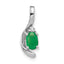 14K White Gold Emerald Diamond Pendant