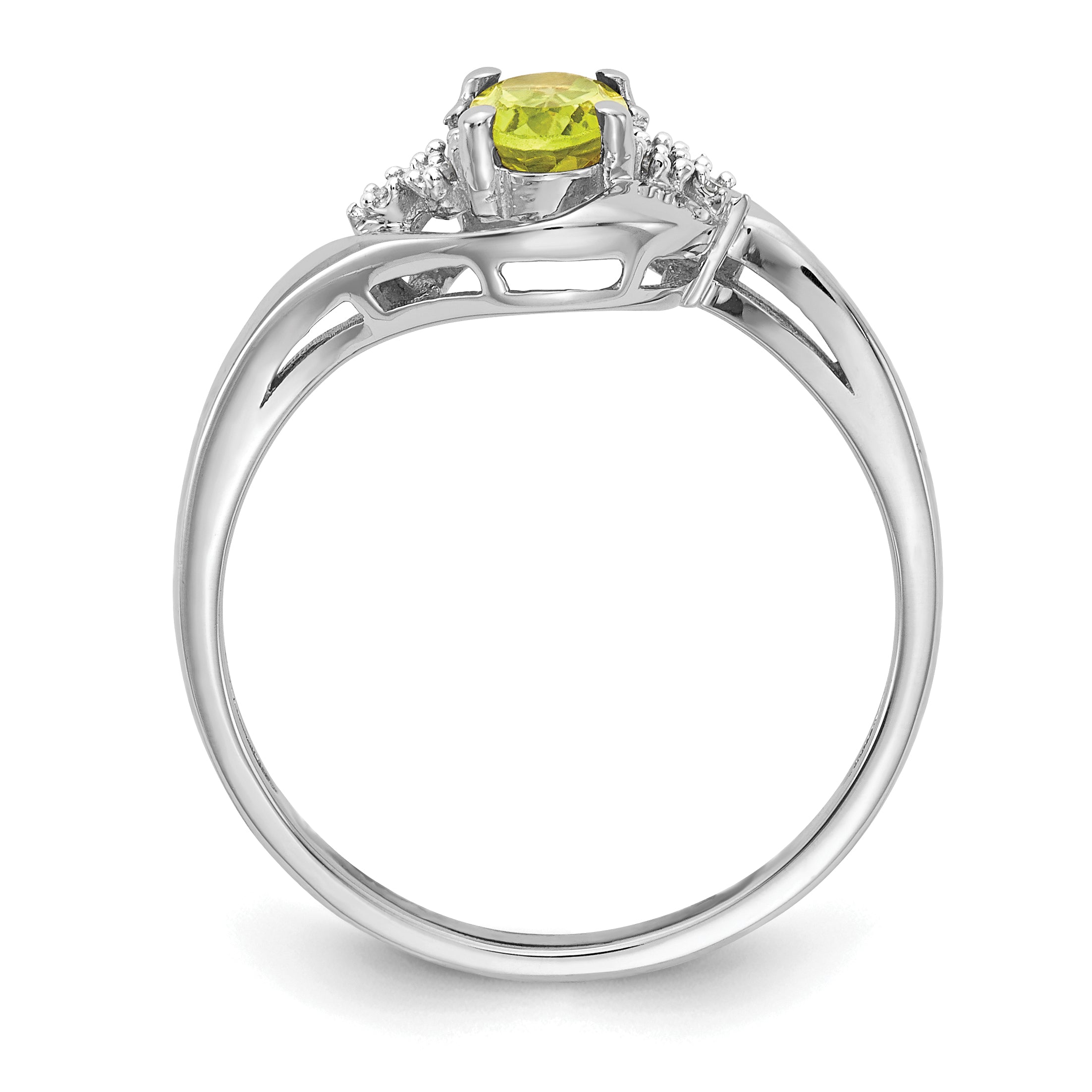 14k White Gold Peridot and Diamond Ring Secondary image