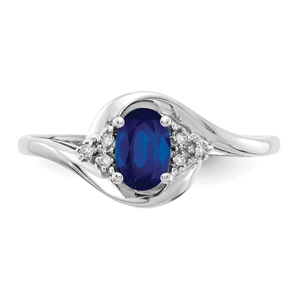 14k White Gold Sapphire and Diamond Ring