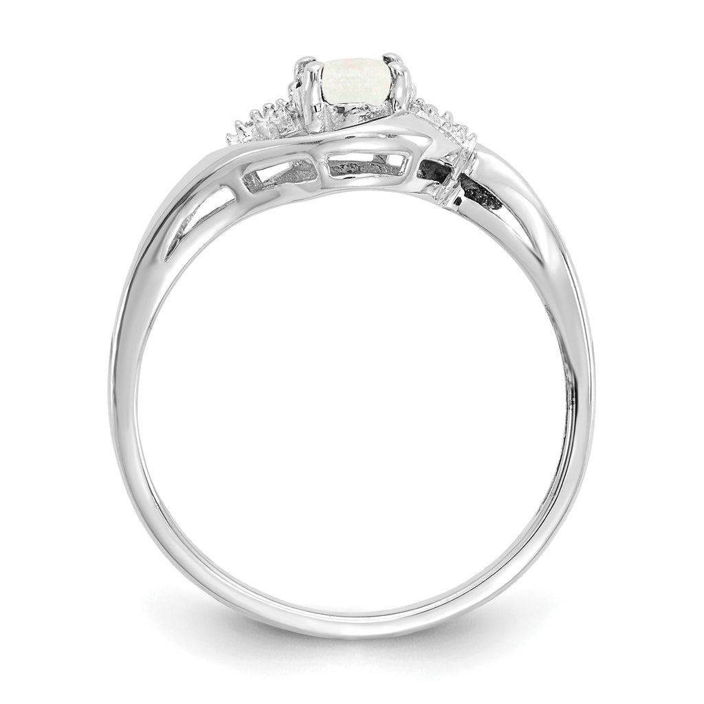 14k White Gold Opal and Diamond Ring
