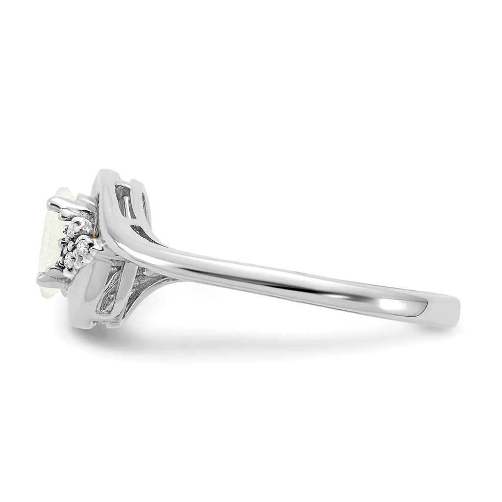 14k White Gold Opal and Diamond Ring