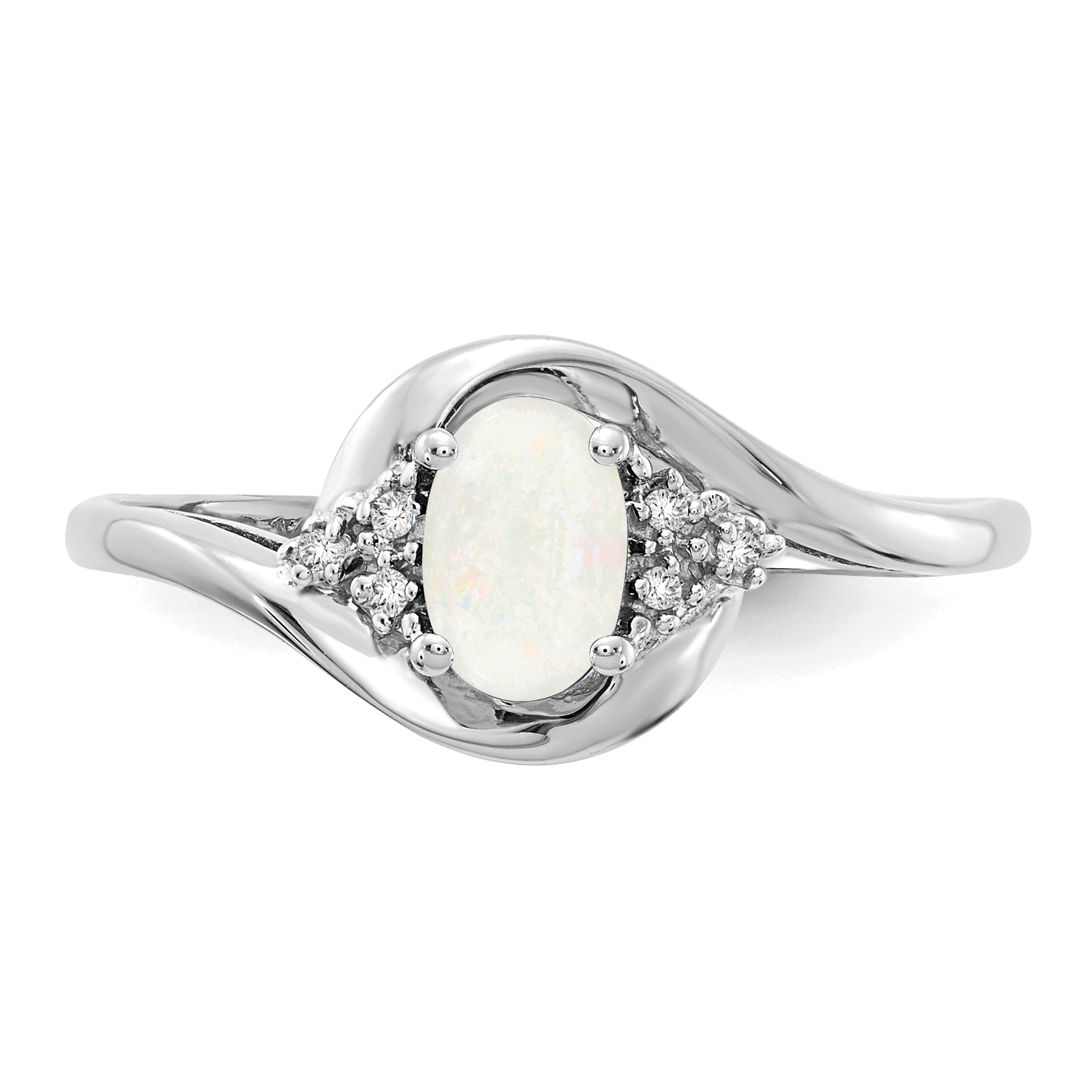 14k White Gold Opal and Diamond Ring