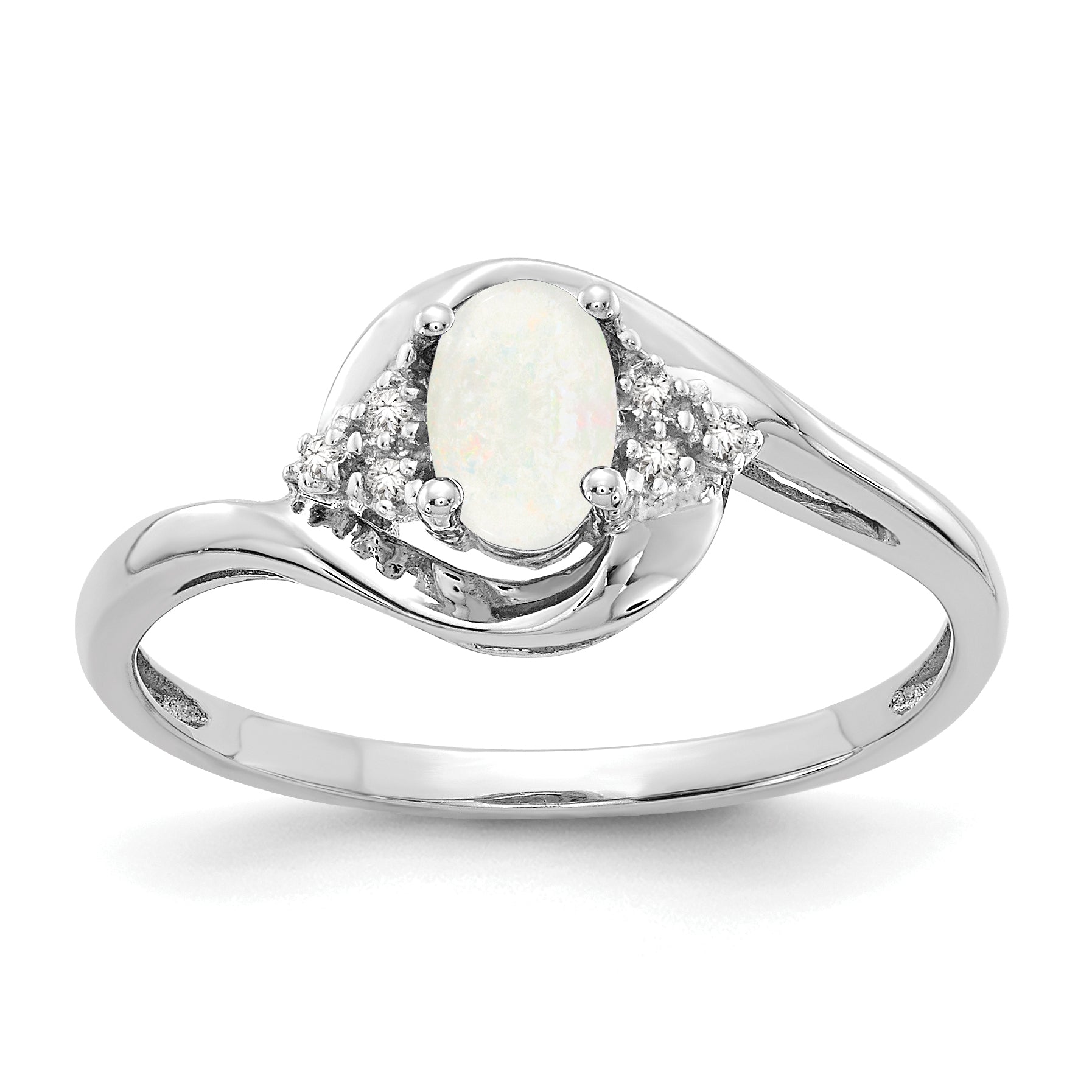 14k White Gold Opal and Diamond Ring