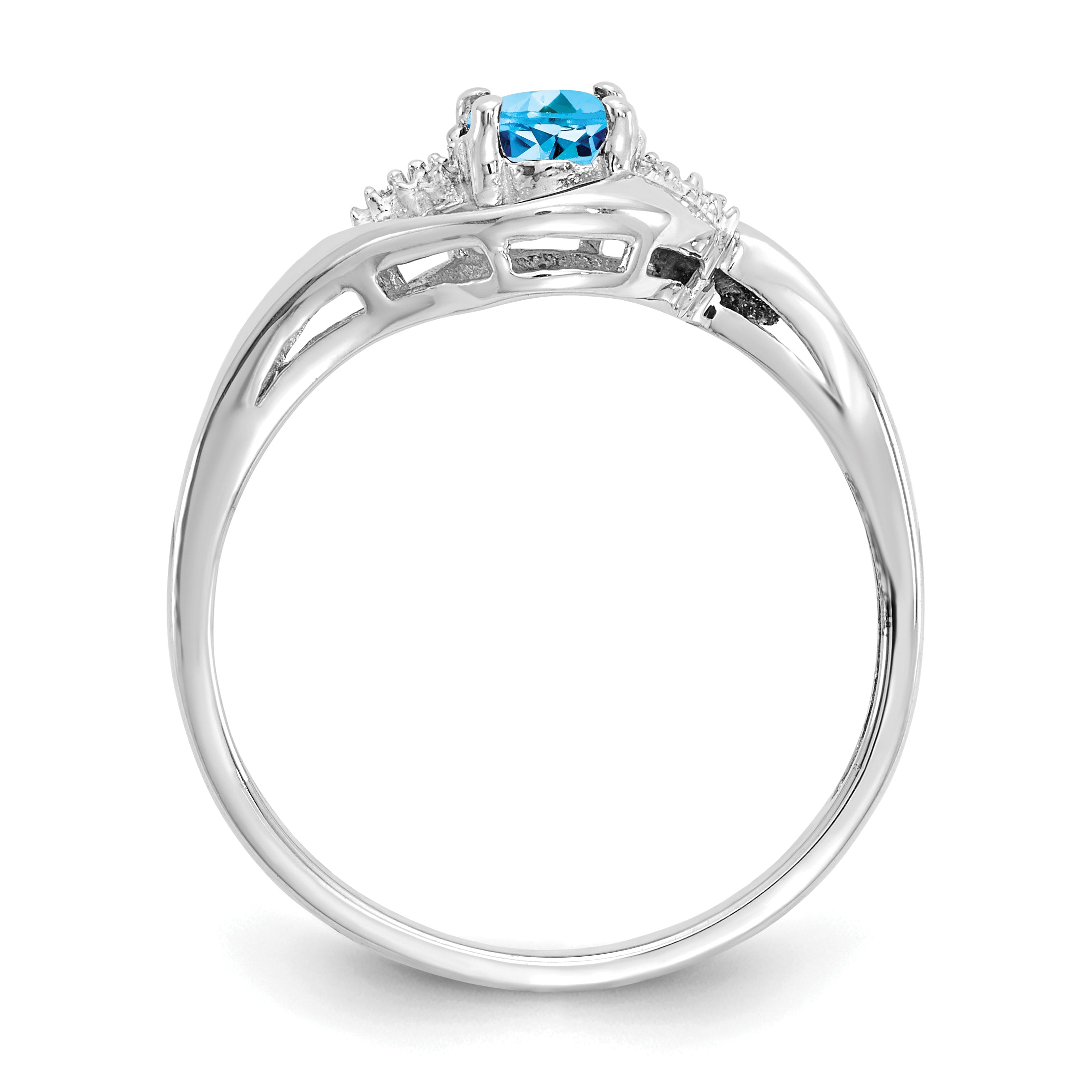 14k White Gold Blue Topaz and Diamond Ring Secondary image