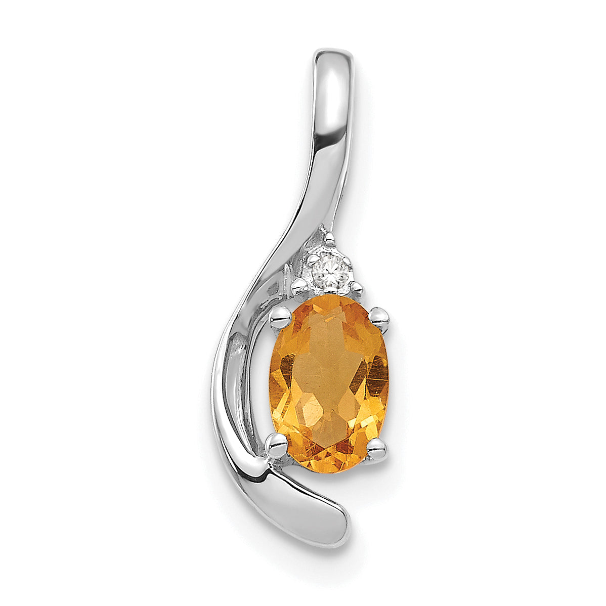 14K White Gold Citrine Diamond Pendant Main image