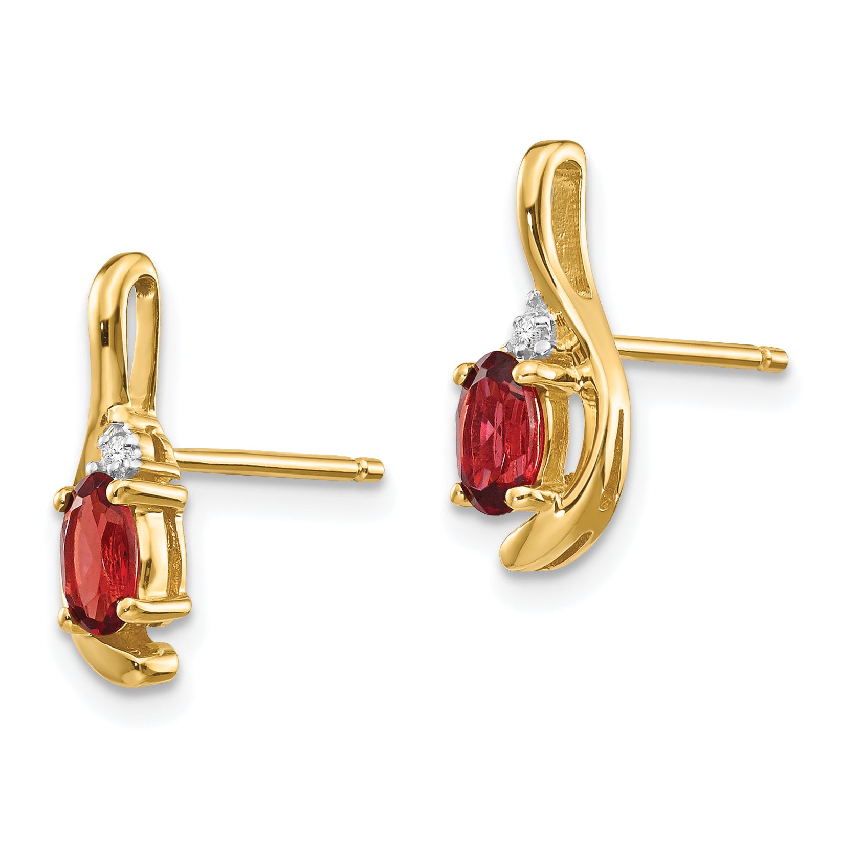 14k Garnet and Diamond Post Earrings Secondary image