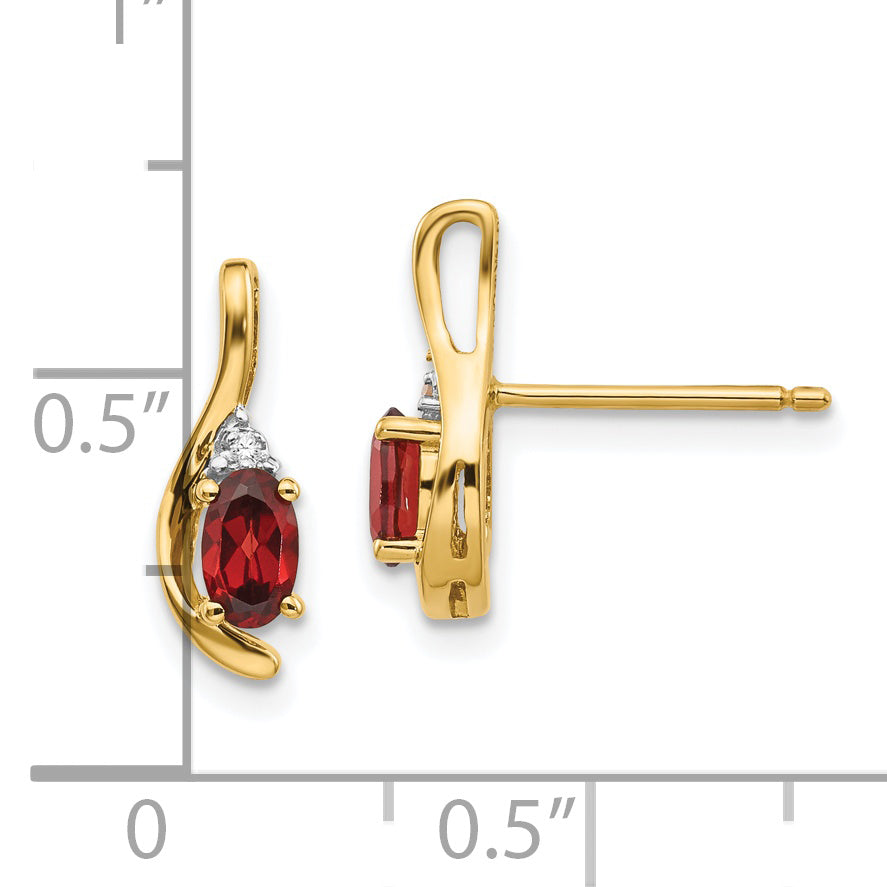 14k Garnet and Diamond Post Earrings