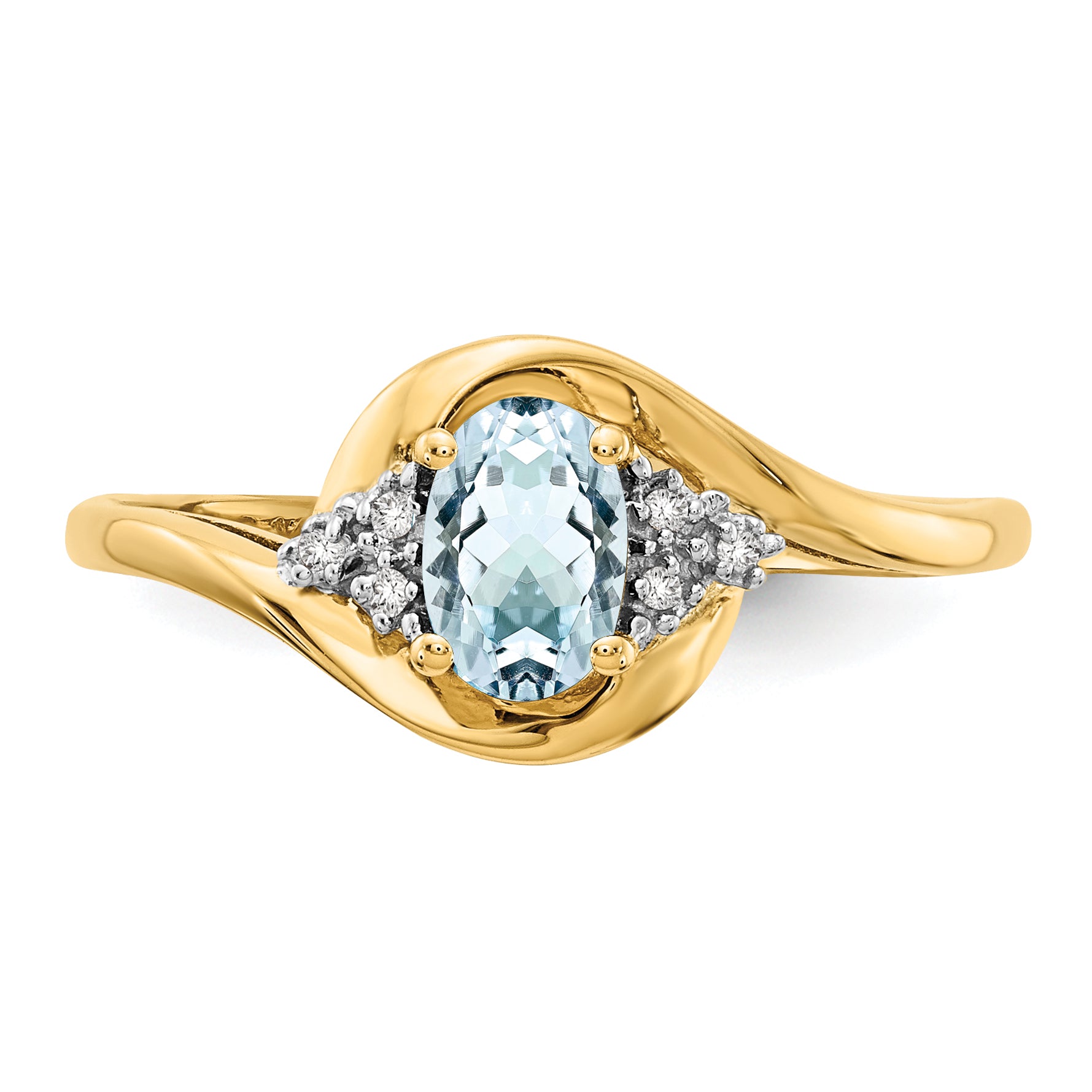 14k Aquamarine and Diamond Ring