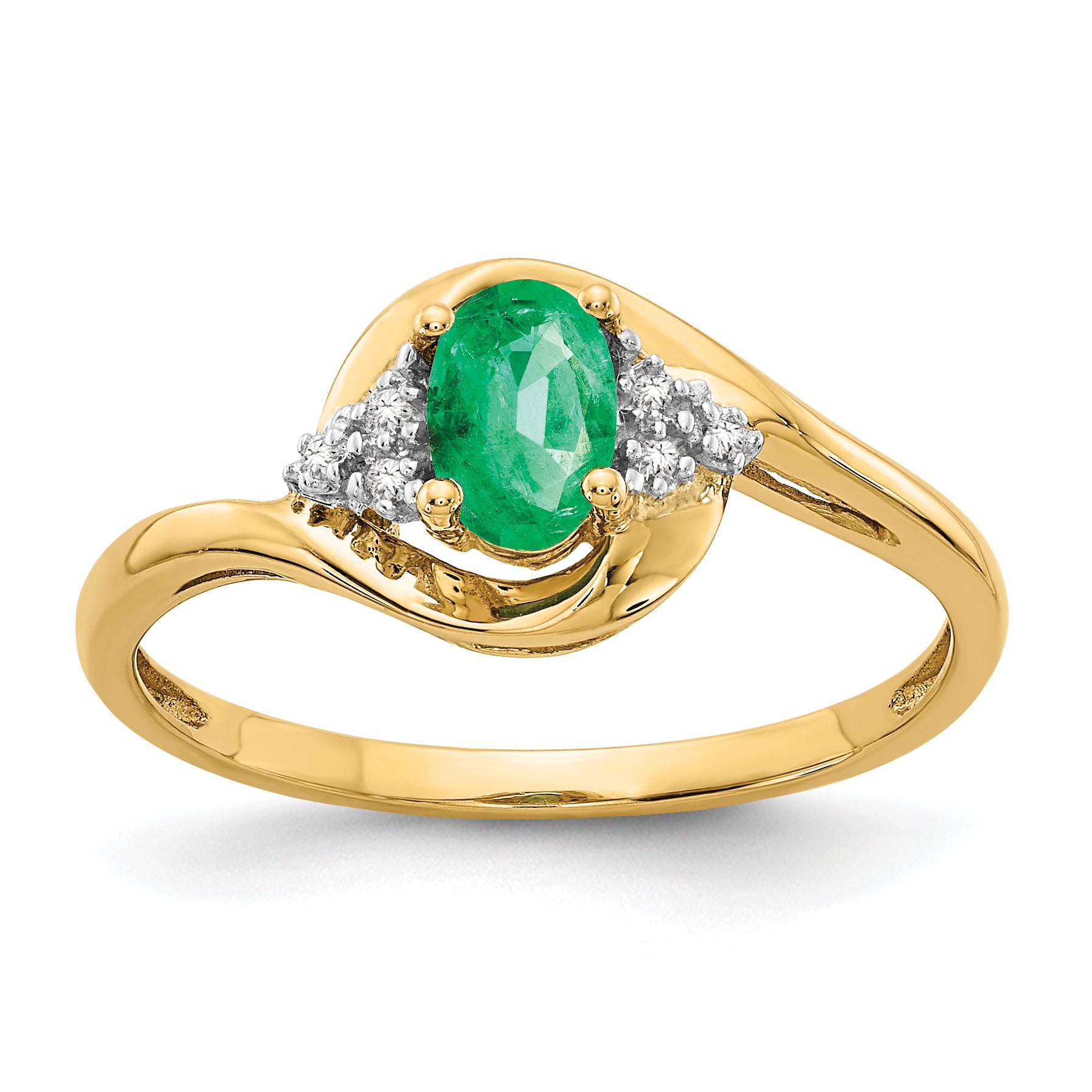 14k Emerald and Diamond Ring Main image