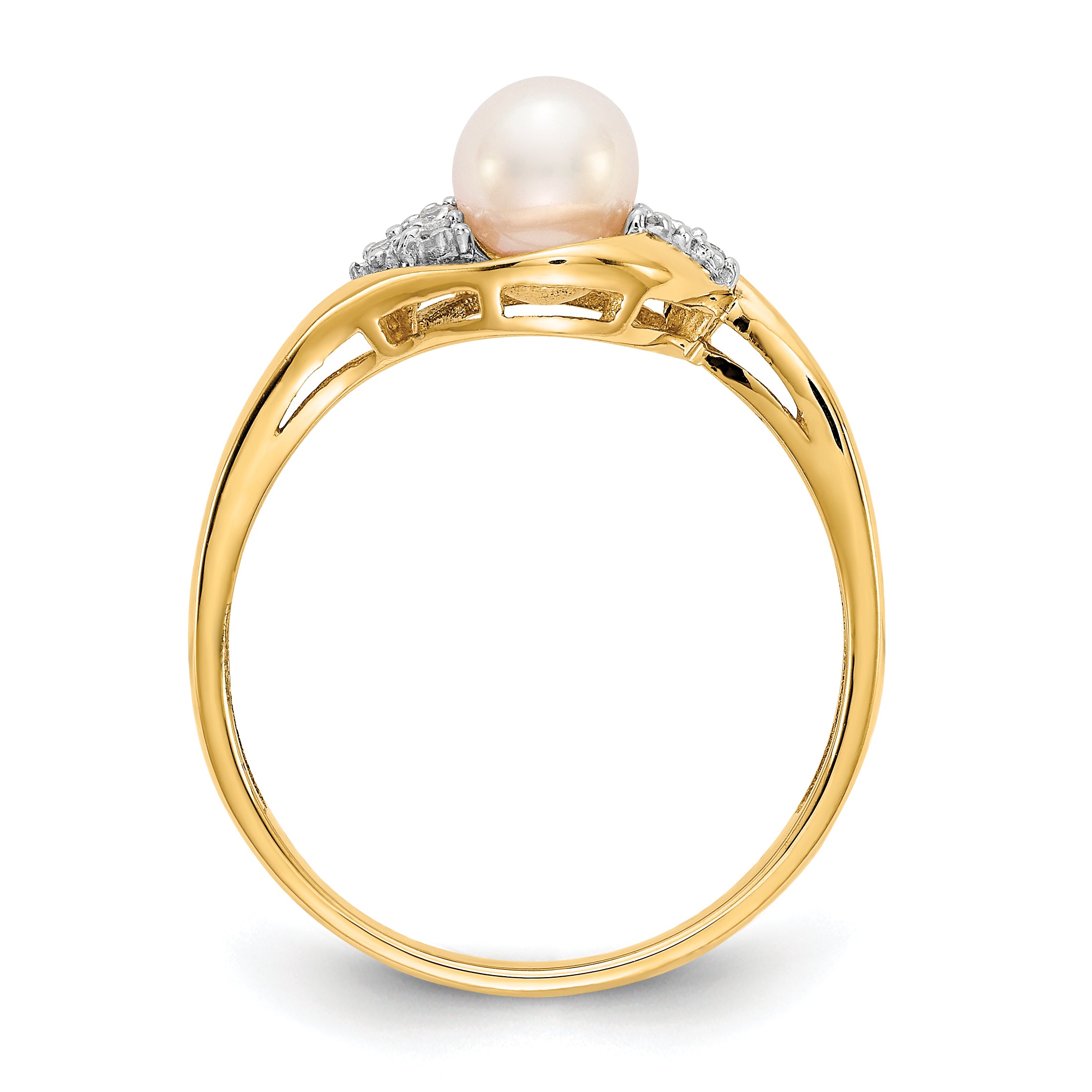 14k Fresh Water Cultured Pearl and Diamond Ring Secondary image