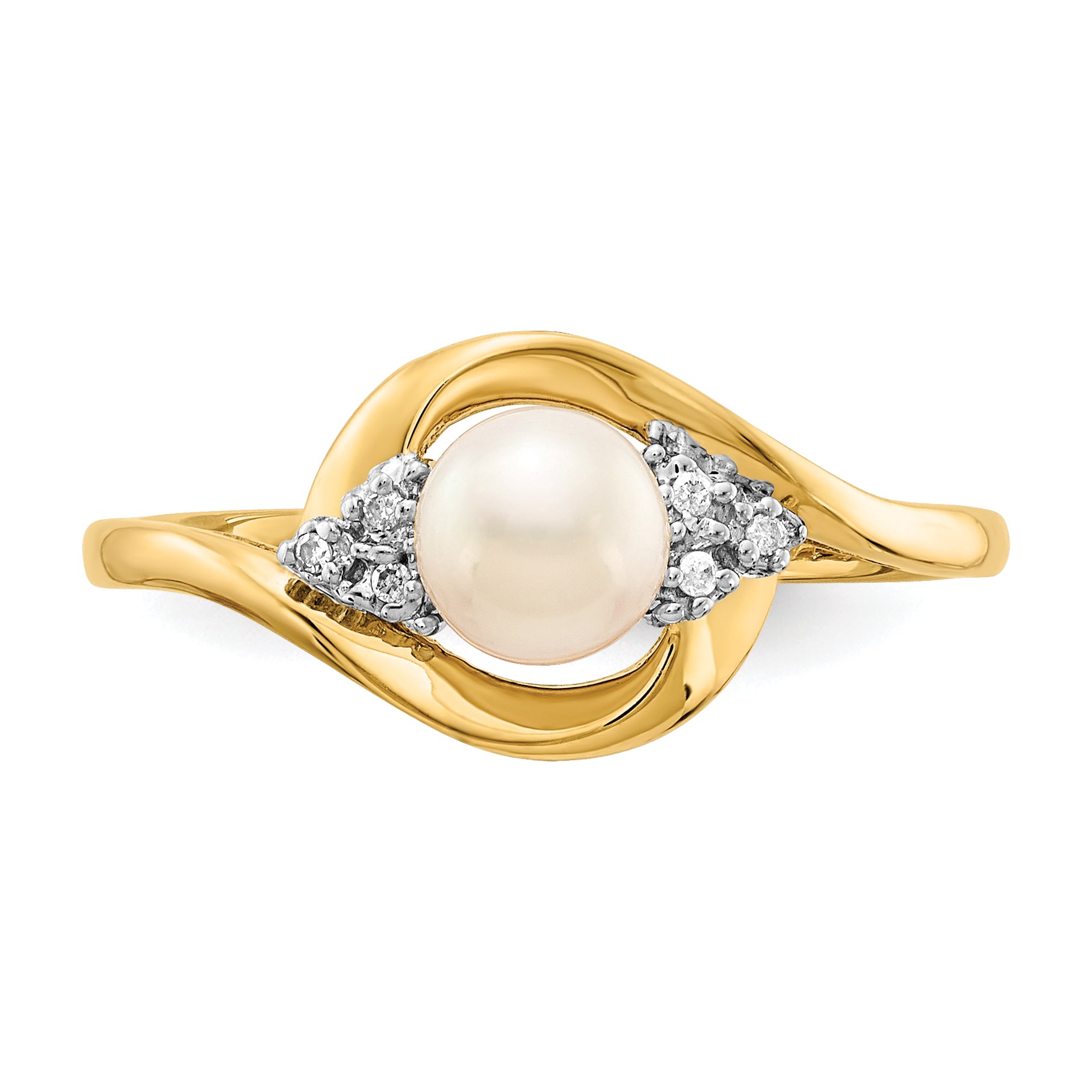 14k Fresh Water Cultured Pearl and Diamond Ring